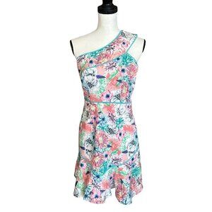 Foxiedox One Shoulder Summer Spring Dress Pastel Floral Size Small